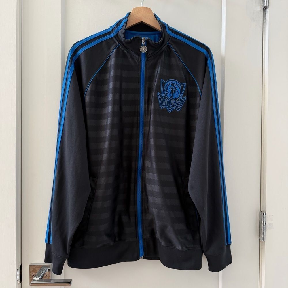 adidas Dallas Mavericks Groove Track Blue Black Jacket